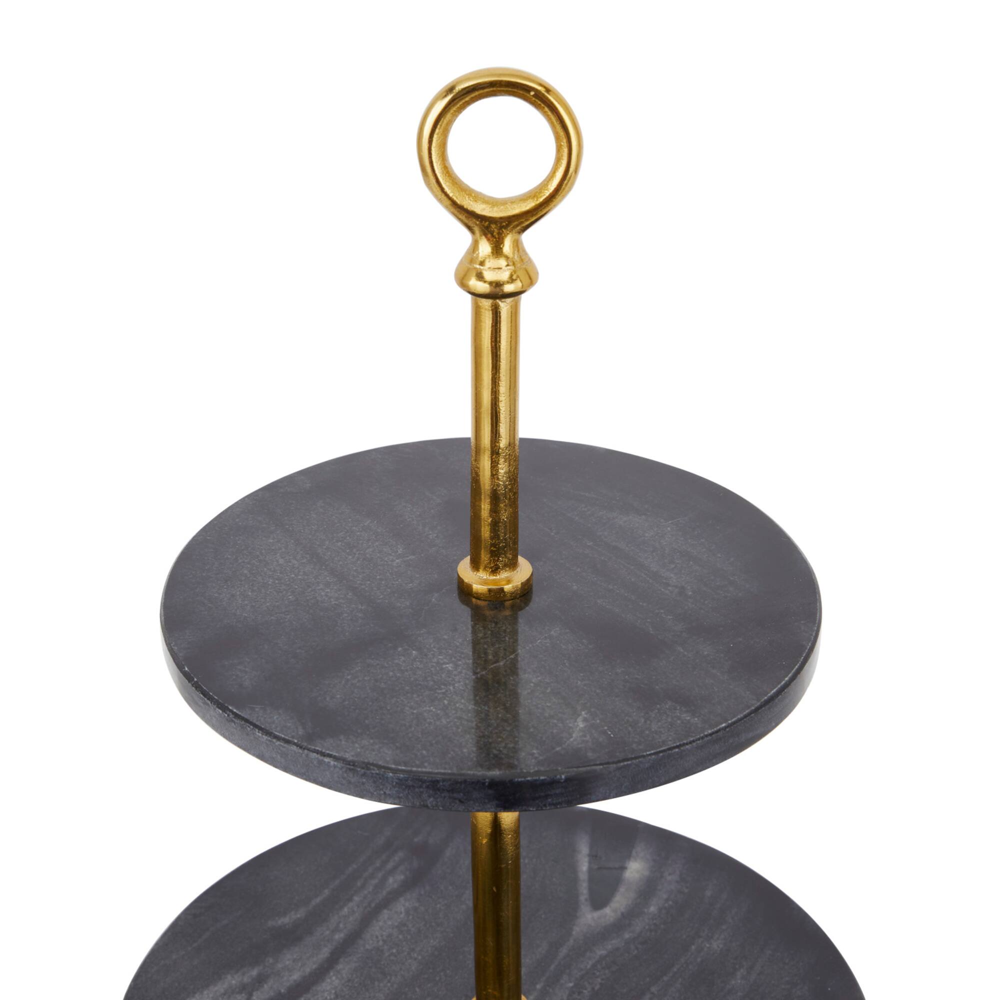 Gray Marble Natural Tiered Server, 27" x 14" x 14"